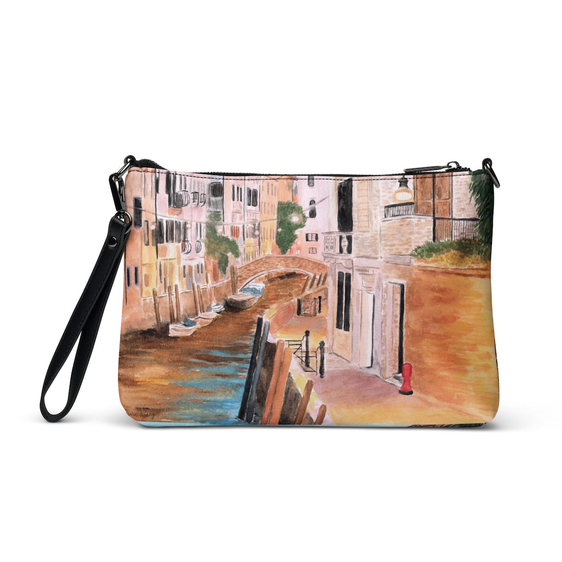 La Serenissima, A Quiet Canal in Venice Crossbody Bag by Denise Wong Arts
