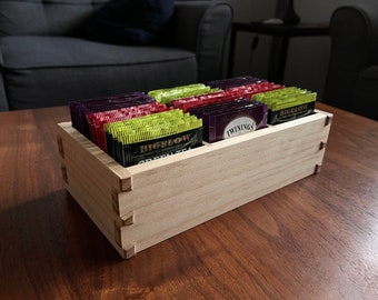 Handmade Wooden Dovetailed Tea Box - Pine