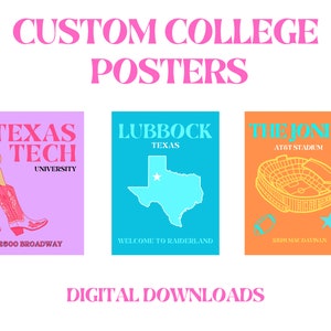 Custom College Posters | College and sorority wall art digital downloads perfect for dorm decor