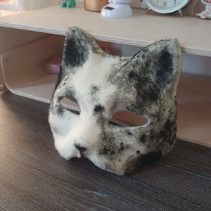 Handmade Felted Cat Mask – Therian, Furry, Cosplay, Hand-Painted Details