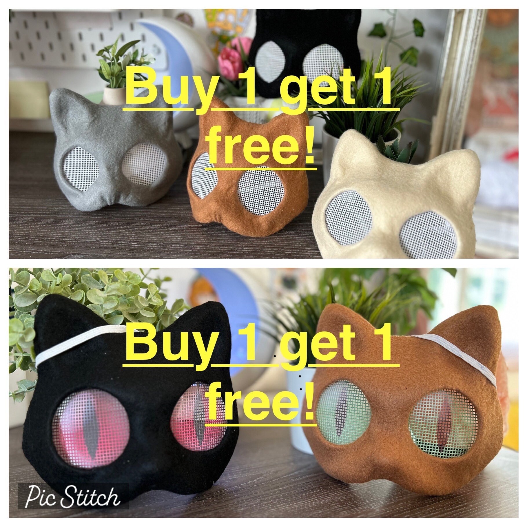 Custom Painted Therian Masks, With Optional Side Fur, Mesh Eyes