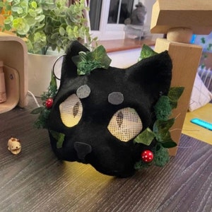 Therianische Katzen Maske - Ghibli Theme (Dark Black) Anime Augen