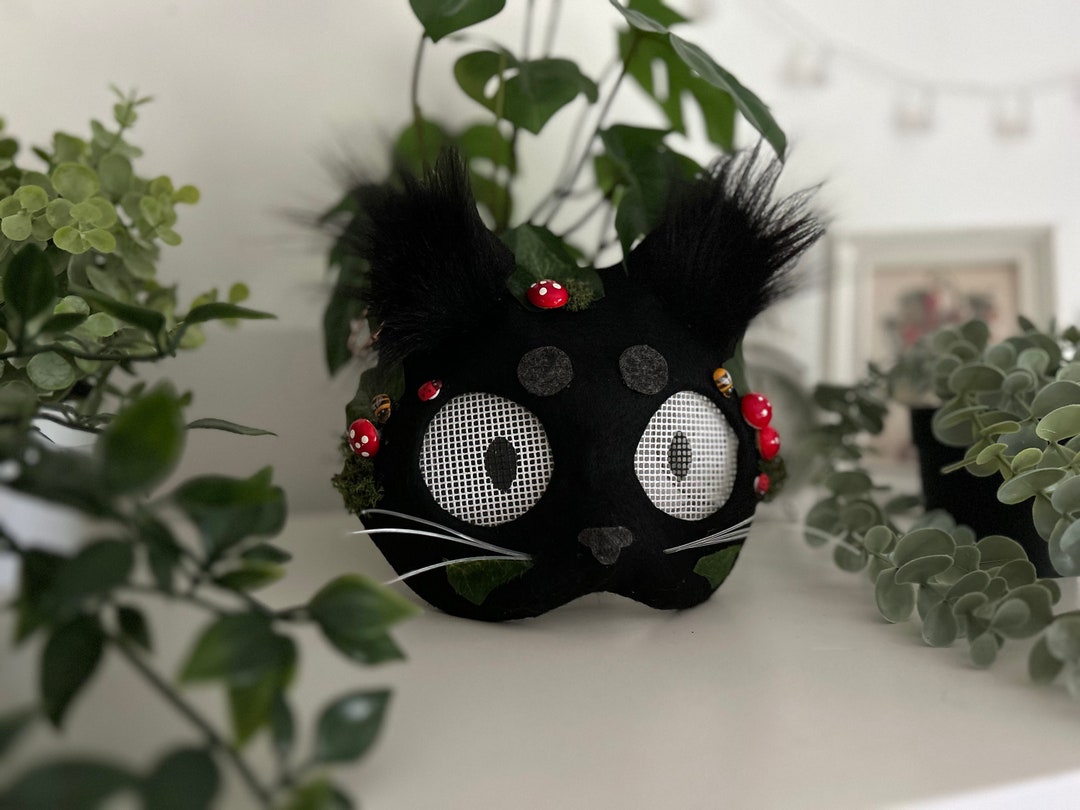 THERIAN MASQUE, MASQUE Chat avec Fourrure et Filet œil, DIY Masques Vierges en P EUR 18,99 - FR