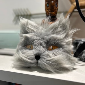 Grey fur Therian mask - Persian Cat - Wearable