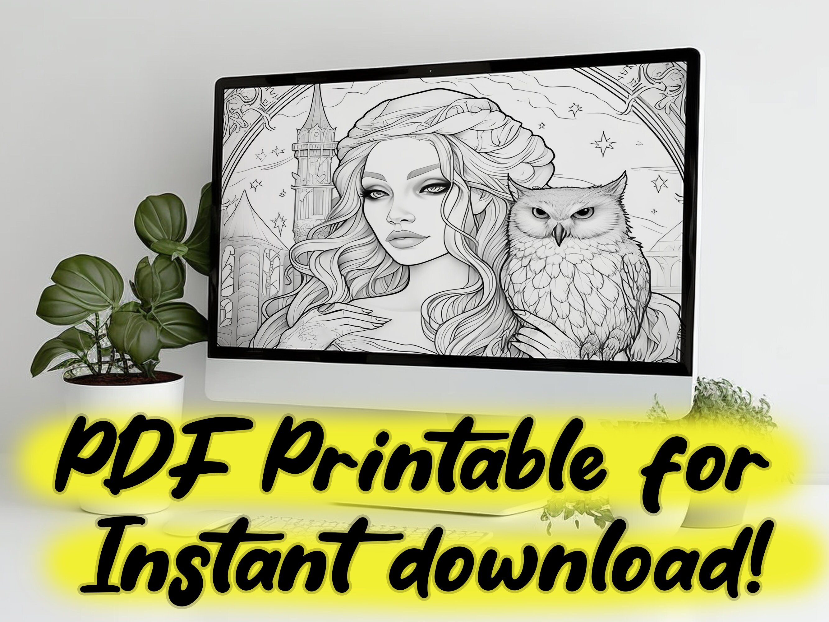 25 Witch's Spell Dark Fantasy Women Coloring Book for Adults Digital ...