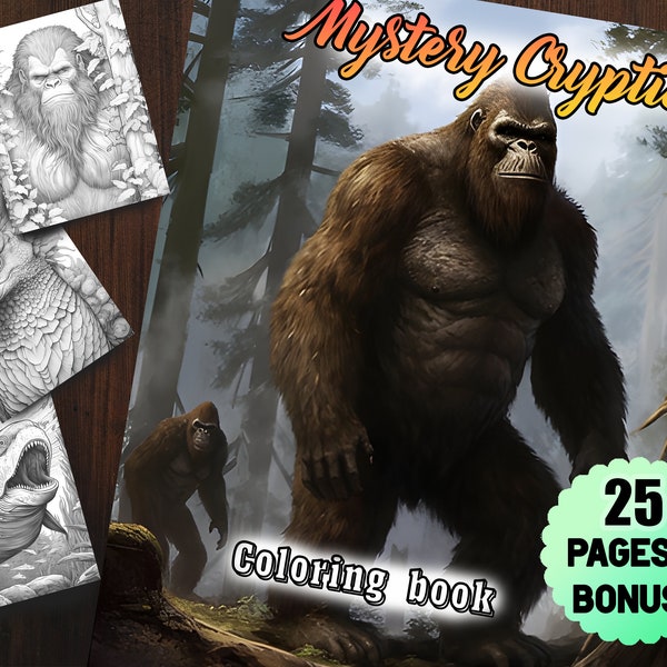 25 Mystery Cryptids Dark Fantasy Coloring Book For Adults Digital Wild Legendary Monsters Coloring Pages Instant Download Printable Art PDF