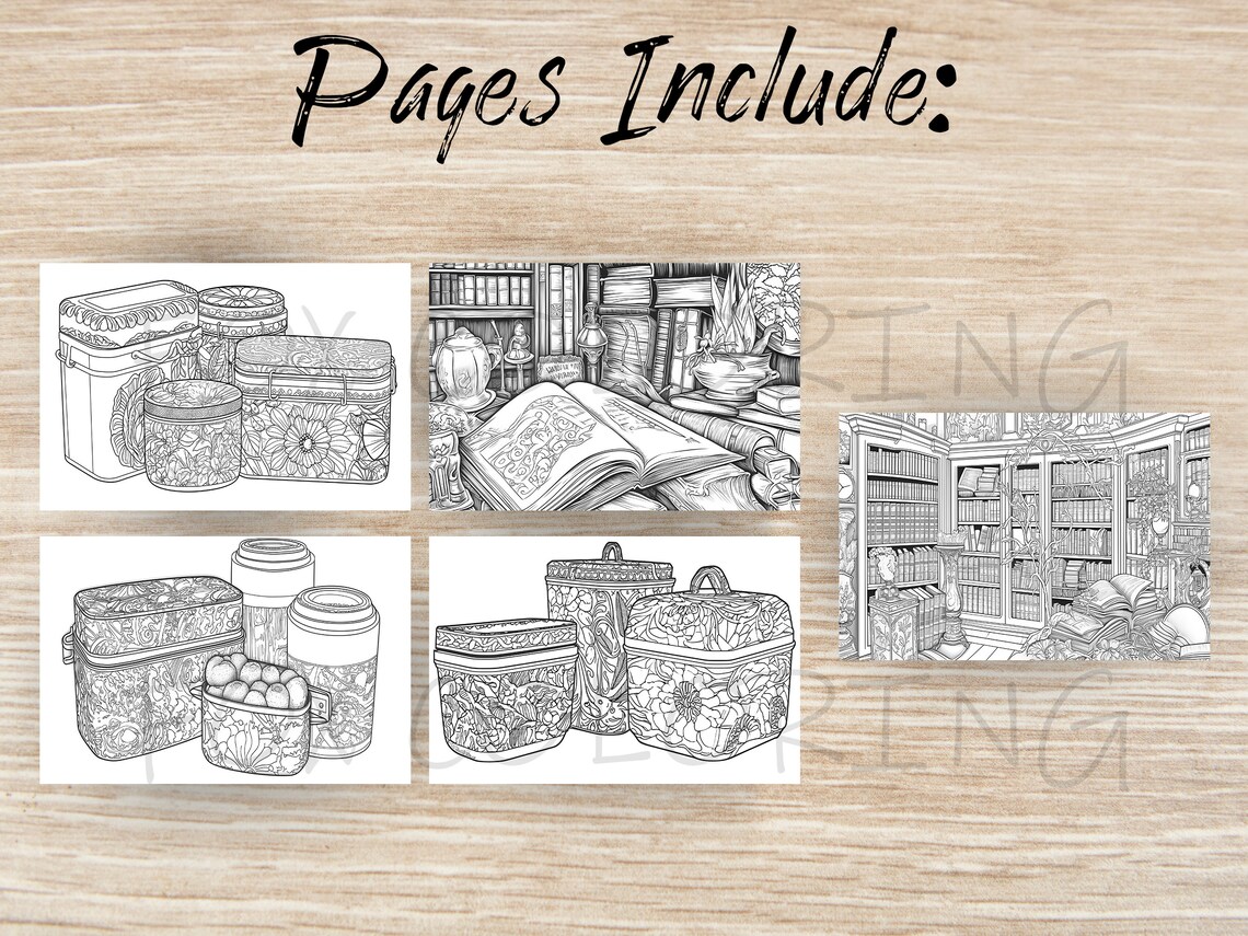 25 School Days Class Coloring Page Kids Adults Cafeteria Library Lockers Coloring Book Page ...