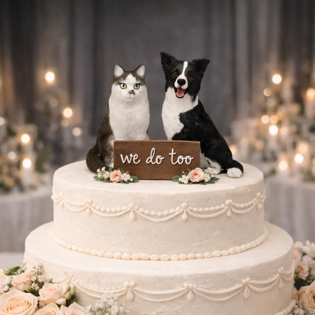 Personalized Pet Clay Statue: Custom Dog Wedding/birthday Cake Topper ...