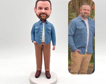 Handmade Custom Bobblehead, Personalized Polymer Clay 3D Statue,anniversary/Birthday gift for him