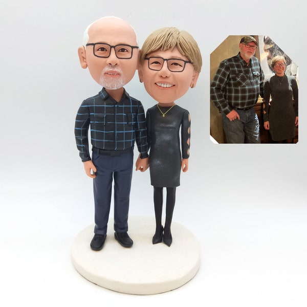 Custom Couple Bobbleheads, Anniversary Gifts For Parents, Personalized Happy Couple Bobblehead, Custom Couple Christmas Bobbleheads