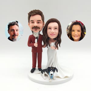 Custom couple bobbleheads, custom couple pet bobbleheads, custom couple statues, couple wedding cake statues, custom wedding bobbleheads