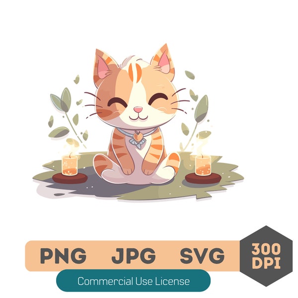 Premium Yoga Cat Clipart PNG JPG SVG | Instant Download | commercial use | Vector graphic - YC4