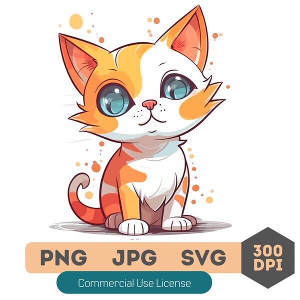 Cute Baby Cat Clipart PNG JPG SVG | Instant Download | commercial use | Vector graphic - C1