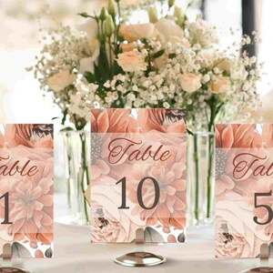 Terracotta theme  Table Numbers | Instant Download | Elegant Table Signs | Wedding Reception Table Sign | Terracotta Floral