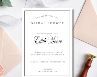 Bridal Shower Invitation Template | Minimalist Invitation | Bridal Brunch Invite | Printable Bridal Shower | plain Invitation