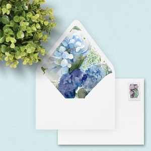 Blaue Blumen Umschlag-Liner Vorlage | 12 Größen | Blumen Hochzeit Umschlag Liner | Druckbare blaue Blumen Umschlag Liner | Hochzeit lädt ein