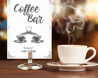 Coffee Bar Sign,  Editable Template, Perfect for your wedding, shower, or other events. Simple and easy to edit and print