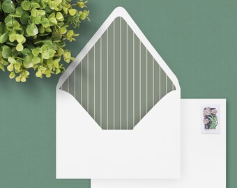 Sage and Cream Stripe Envelope Liner Template | 12 sizes | Striped Liner | Instant Download | Printable Envelope Liner | Liners Invites