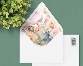 Floral Envelope Liner Template | 12 sizes | Elegant  Envelope Liner | Instant Download | Printable Envelope Liner | Liners for  Invites