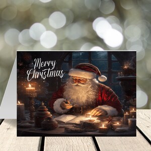 Printable Santa Christmas Card Download - Easy Folded Card Template -