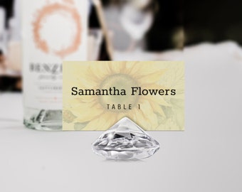 Sunflower Place Card | Table Cards | Sunflower Wedding | Floral Place Cards Printable | Editable Place Card | Folded Place Cards