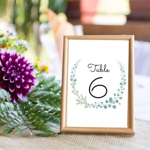 Greenery  Table Numbers Digital Template | Editable Template | Editable Table Numbers Digital Download |  Try Before You Buy
