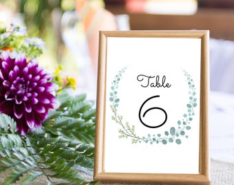 Greenery  Table Numbers Digital Template | Editable Template | Editable Table Numbers Digital Download |  Try Before You Buy