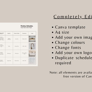 Interior Design Finishes Schedule Canva Template - Etsy Australia