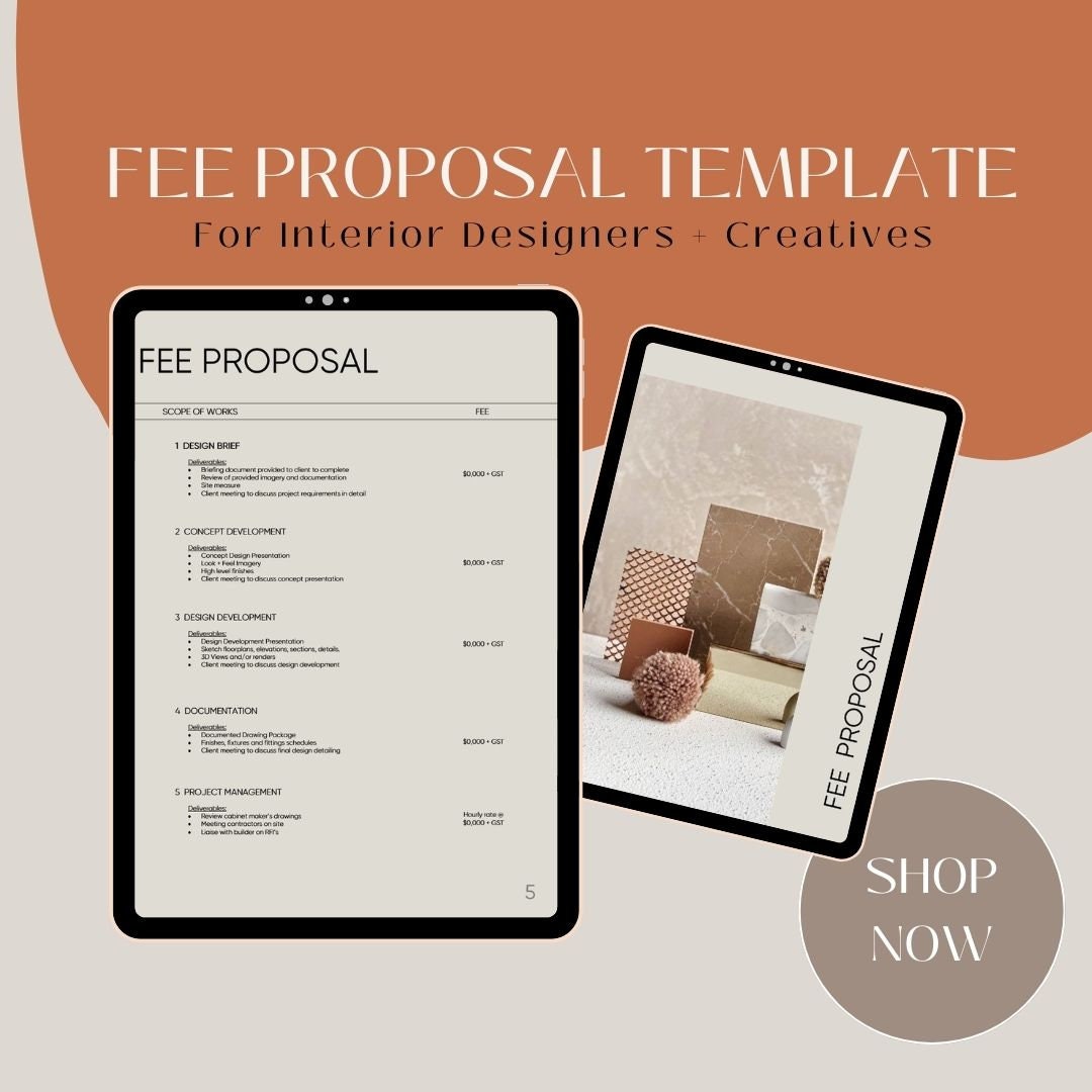 Interior Design Fee Proposal Template Etsy