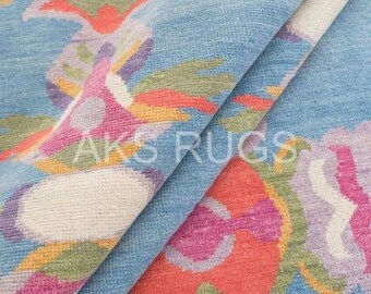 Handgeknüpfter Oushak Teppich: Wollteppich im Vintage Stil