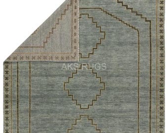 Paphos Handgeknüpfter Teppich aus Neuseeland-Wolle | Traditionelles indisches Design | Weicher Flor | Wohnzimmer, Schlafzimmer, Eingangsbereich Dekor 23x30