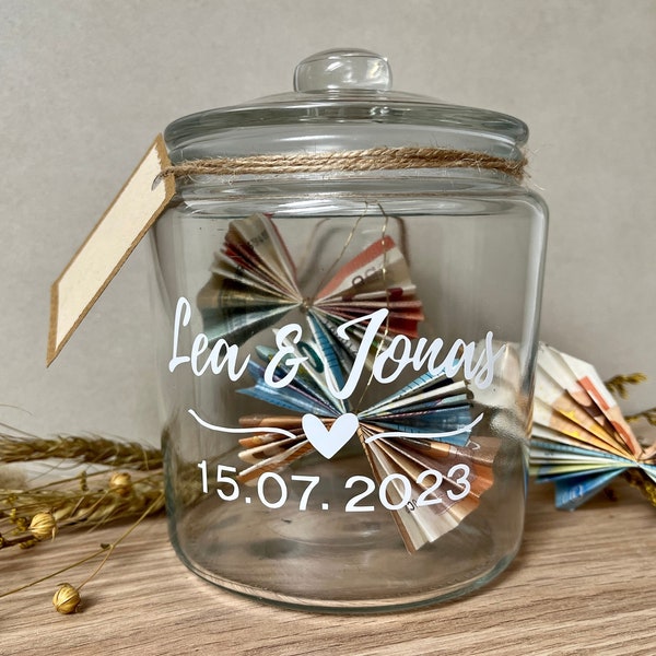 Personalisiertes Vorratsglas / Keksglas personalisiert / Hochzeitsgeschenk / Geldgeschenk