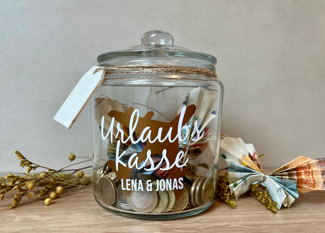 Personalisiertes Geldgeschenk Keksglas / Urlaubskasse