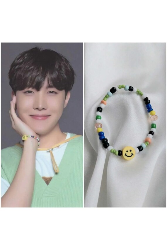 Kpop BTS J Hope Bracelet Colorful Beaded Bracelet with J Hope Charm Handmade Jewelry ARMY FANS J Hope Bracelet J Hope Fan Gift