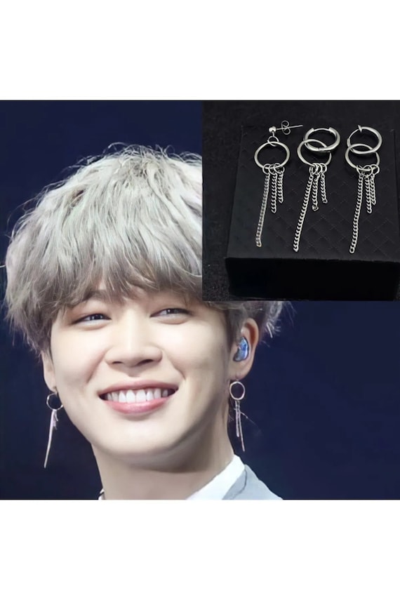 Complete Your K Pop Look with BTS Jimin Double Hoop Earrings Handmade and Unique ARMY Fans Jimin Earrings Jimin Fan Gift Bts Merch