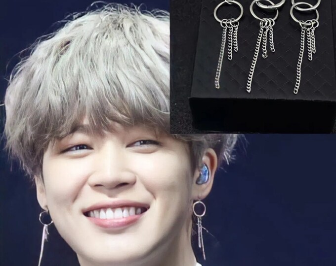 Complete Your K-Pop Look with BTS Jimin Double Hoop Earrings - Handmade and Unique- ARMY Fans- Jimin Earrings- Jimin Fan Gift- Bts Merch