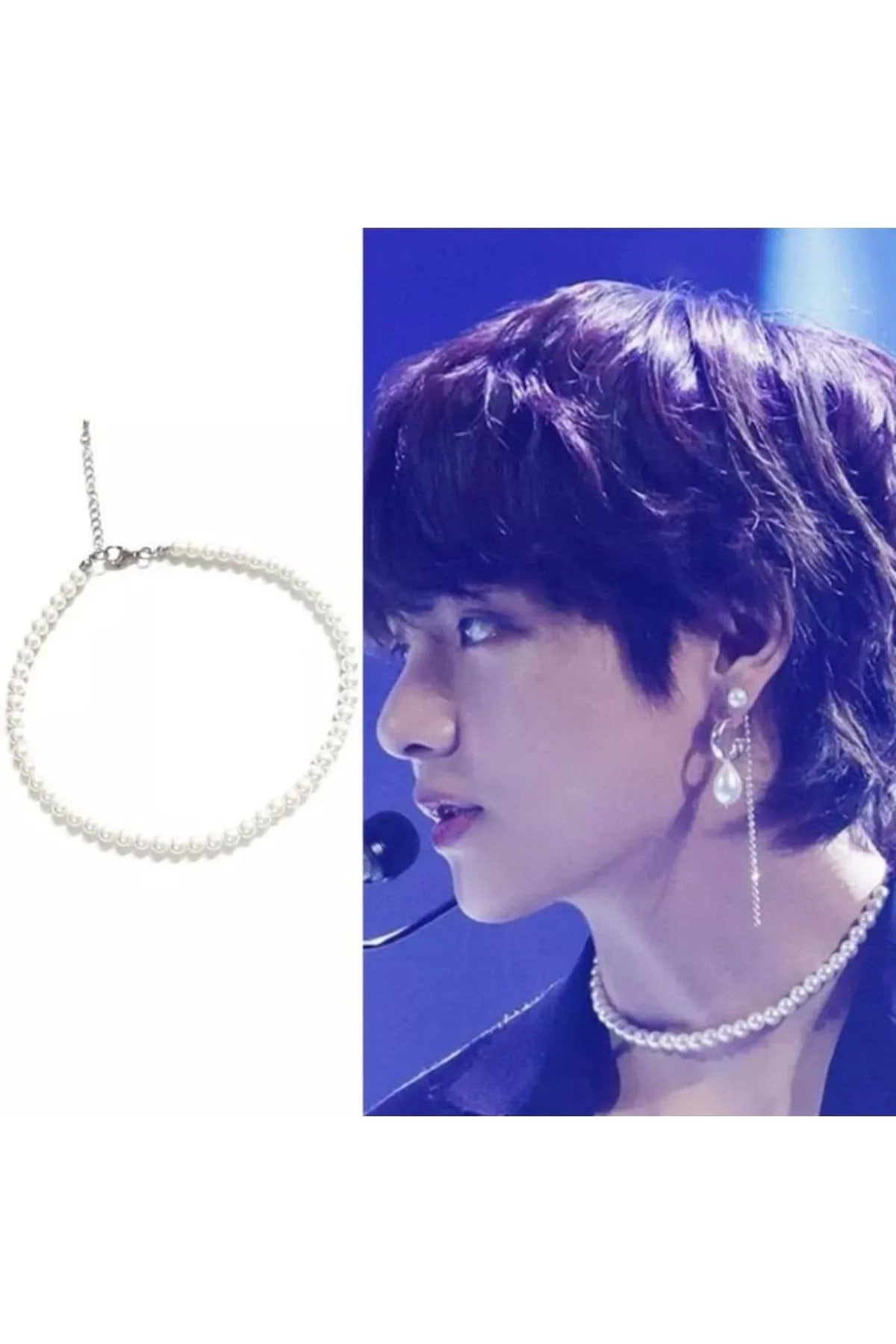 Pearl earrings bts v kim taehyung inspired, beaded vintage retro earring,  BE concept photo, dynamite, korean kpop style