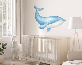 Whale Removable Wall Decal with Ocean Details