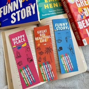 Emily Henry Bookmark Set | Digital Printable Bookmarks for Book Lovers | Inspired by Funny Story, Happy Place and Great Big Beautiful Life