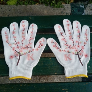 Guantes de jardinería personalizados con letras de primavera y verano, guantes de jardín de hadas, guantes de trabajo de alambre, guantes de algodón pintados a mano para jardineros, regalo de abuelas