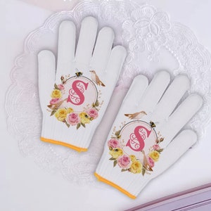 Guantes de jardín con letras personalizadas, guantes de trabajo personalizados para jardineras, guantes de algodón pintados con acrílico originales, regalo para amantes de las flores/jardineros