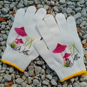 Mushroom Garden Gloves: Personalized Cotton Gardening Gift