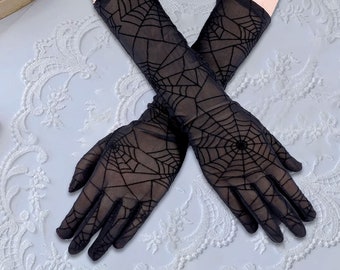 Black Spider Web Gloves: Halloween Cosplay Costume Gloves