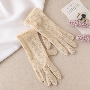 Guantes de encaje con protección UV: guantes cortos de conducción con protección solar