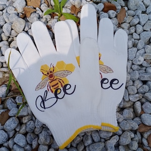 Bee Custom Name Gardening Gloves, Original Design Men Gloves, Great Gift for any Gardener, Adult Top Quality Working Gloves, Perfect Gift