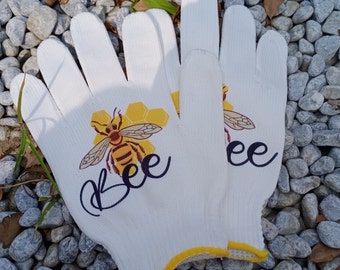 Bee Custom Name Gardening Gloves, Original Design Men Gloves, Great Gift for any Gardener, Adult Top Quality Working Gloves, Perfect Gift