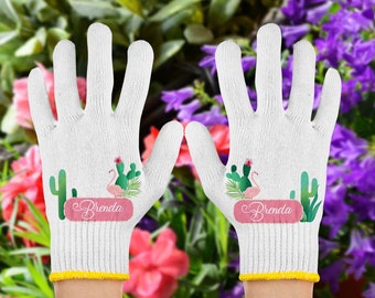 Guantes de cactus para trabajar al aire libre, guantes de nombre personalizados para mujeres u hombres, guantes de algodón para exteriores, guantes de jardinería para jardineras