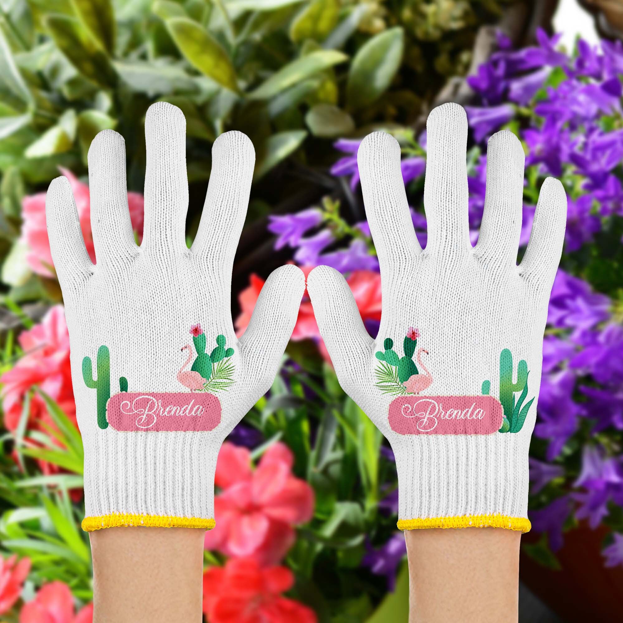 Personalized Cactus Gardening Gloves: Cotton Outdoor Work Gloves - Etsy