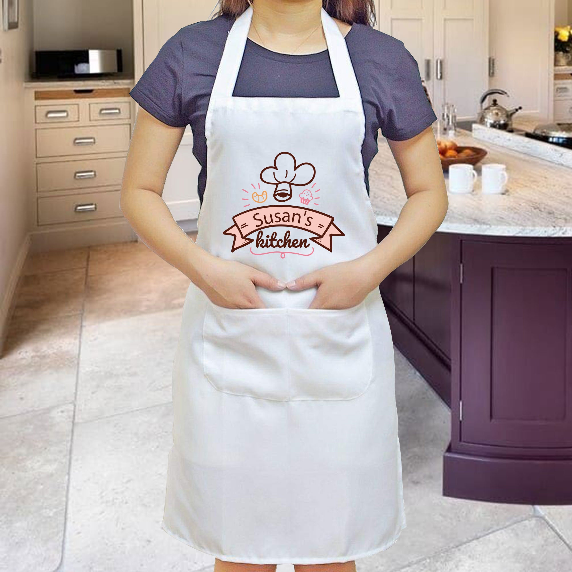 Personalized Chef Apron: Custom Printed Kitchen Apron With Pockets - Etsy