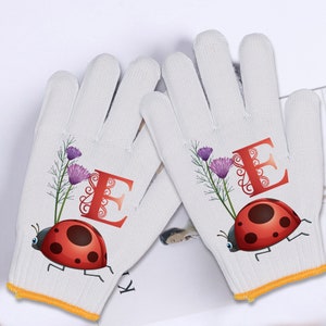 Outdoor/Cycling Gloves, Garden Gloves, Personalized Ladybug Garden Gloves, Customized Work Gloves, Insect Cotton Gloves, Garden Lover Gift